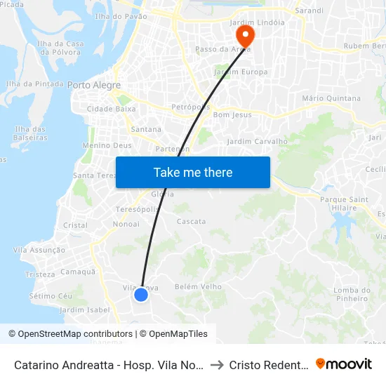 Catarino Andreatta - Hosp. Vila Nova to Cristo Redentor map