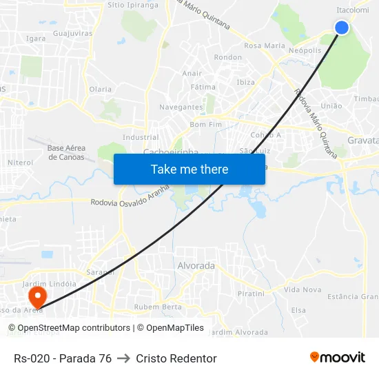 Rs-020 - Parada 76 to Cristo Redentor map