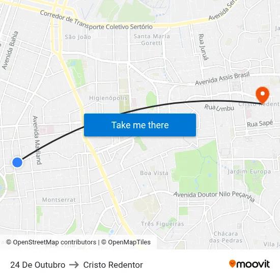 24 De Outubro to Cristo Redentor map