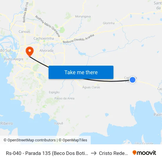 Rs-040 - Parada 135 (Beco Dos Botinhas) to Cristo Redentor map