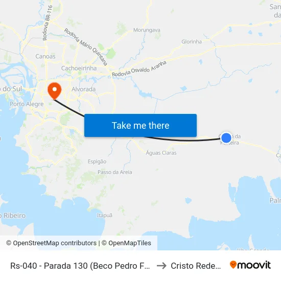 Rs-040 - Parada 130 (Beco Pedro Felipe) to Cristo Redentor map