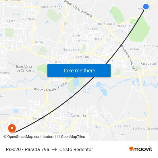 Rs-020 - Parada 79a to Cristo Redentor map