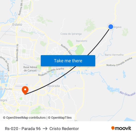 Rs-020 - Parada 96 to Cristo Redentor map