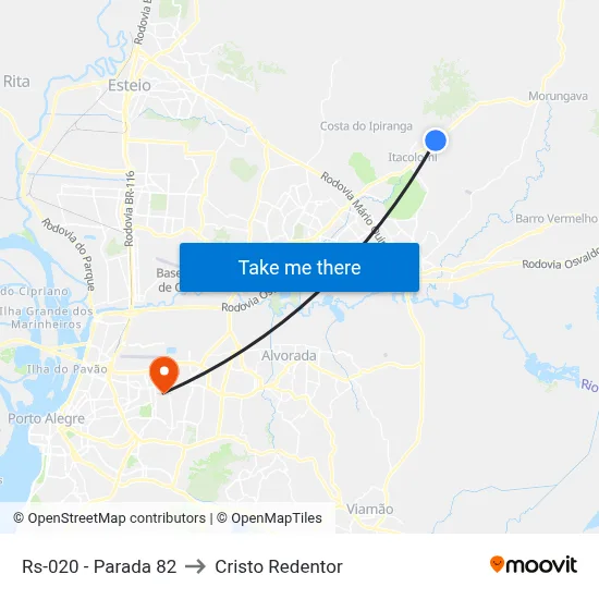 Rs-020 - Parada 82 to Cristo Redentor map