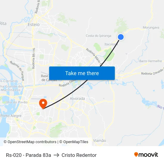 Rs-020 - Parada 83a to Cristo Redentor map