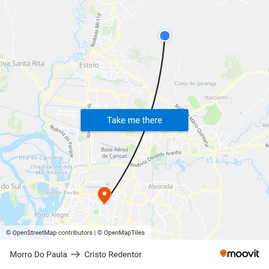 Morro Do Paula to Cristo Redentor map