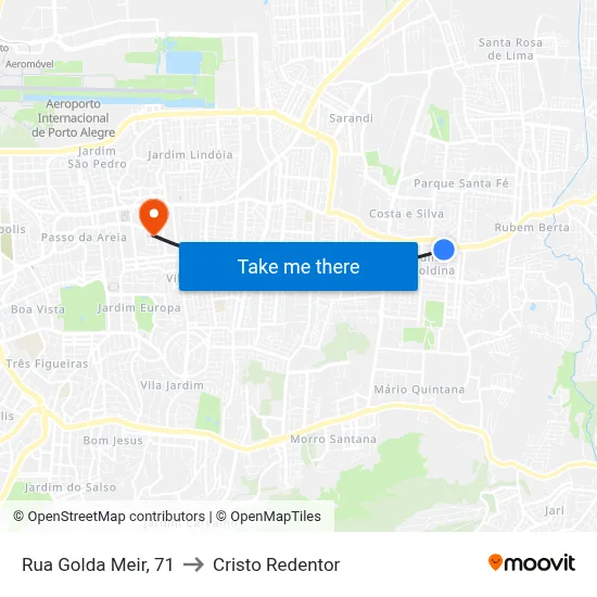 Rua Golda Meir, 71 to Cristo Redentor map