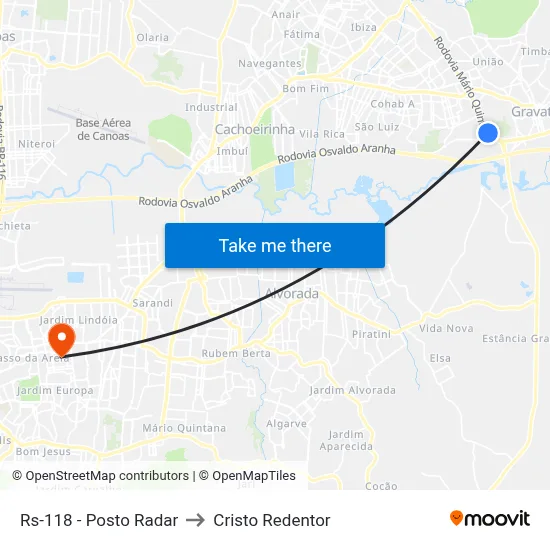Rs-118 - Posto Radar to Cristo Redentor map