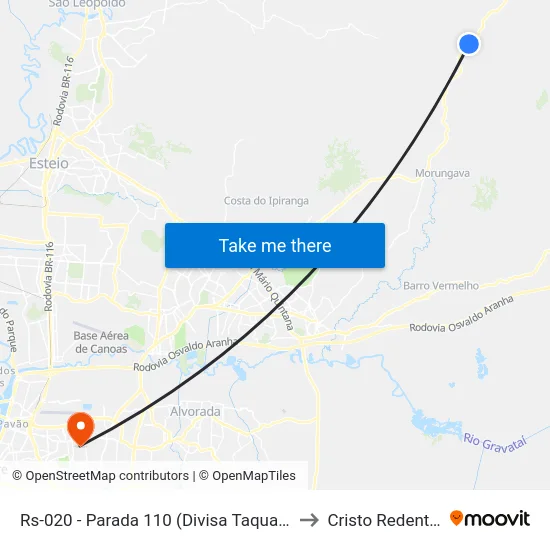 Rs-020 - Parada 110 (Divisa Taquara) to Cristo Redentor map