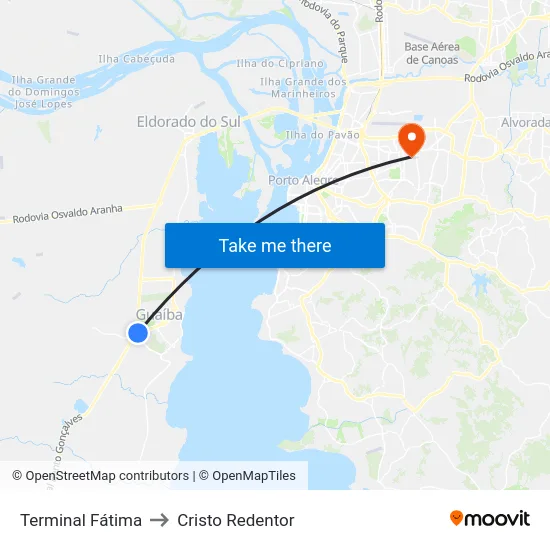 Terminal Fátima to Cristo Redentor map
