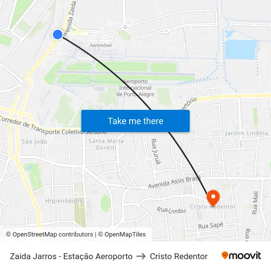 Zaida Jarros - Estação Aeroporto to Cristo Redentor map