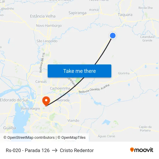 Rs-020 - Parada 126 to Cristo Redentor map