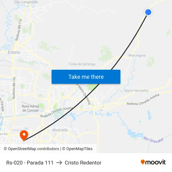 Rs-020 - Parada 111 to Cristo Redentor map