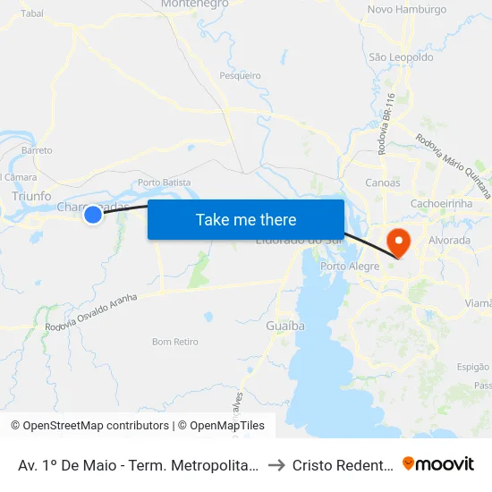 Av. 1º De Maio - Term. Metropolitano to Cristo Redentor map