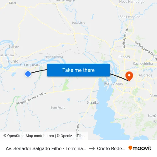 Av. Senador Salgado Filho - Terminal Cohab to Cristo Redentor map