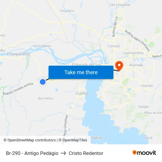 Br-290 - Antigo Pedágio to Cristo Redentor map