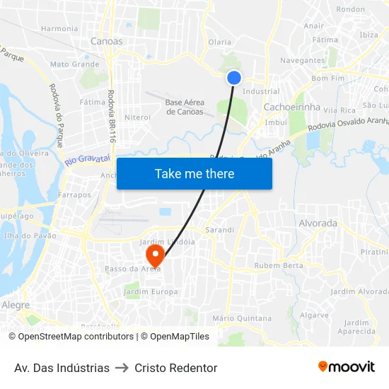 Av. Das Indústrias to Cristo Redentor map