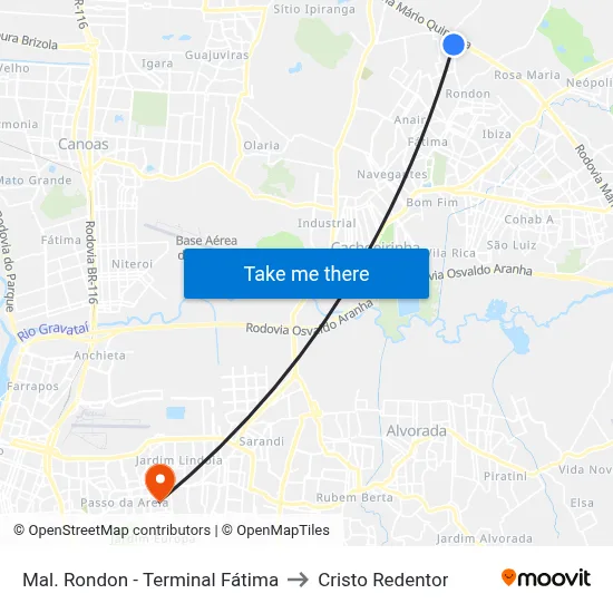 Mal. Rondon - Terminal Fátima to Cristo Redentor map
