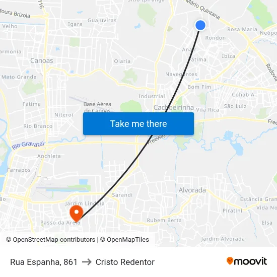 Rua Espanha, 861 to Cristo Redentor map