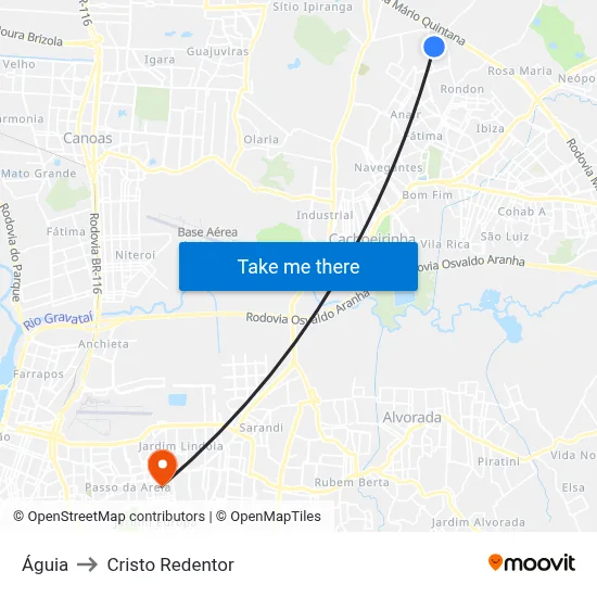 Águia to Cristo Redentor map
