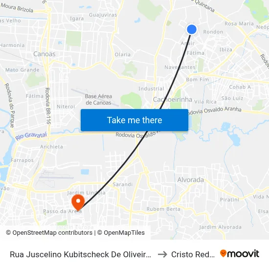 Rua Juscelino Kubitscheck De Oliveira, 1202-1230 to Cristo Redentor map