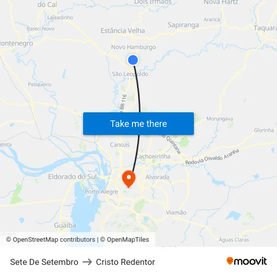 Sete De Setembro to Cristo Redentor map
