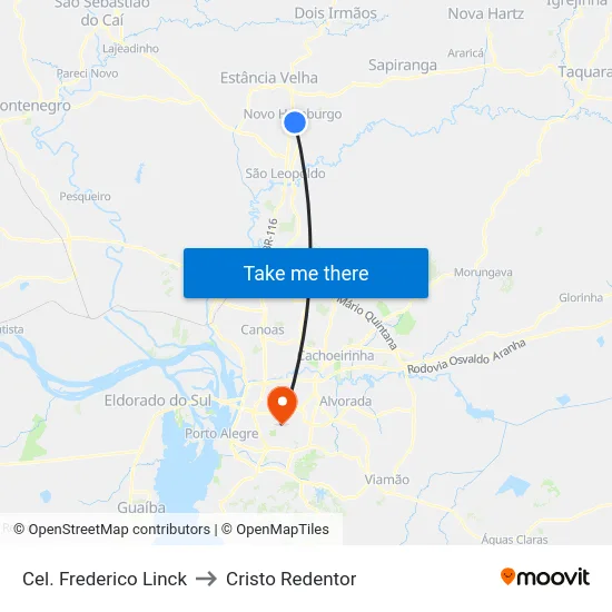 Cel. Frederico Linck to Cristo Redentor map