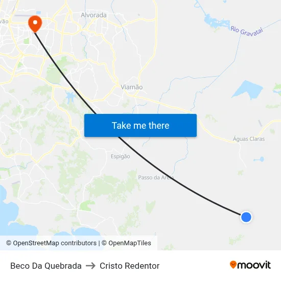 Beco Da Quebrada to Cristo Redentor map