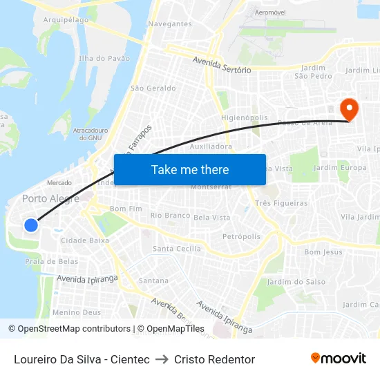 Loureiro Da Silva - Cientec to Cristo Redentor map