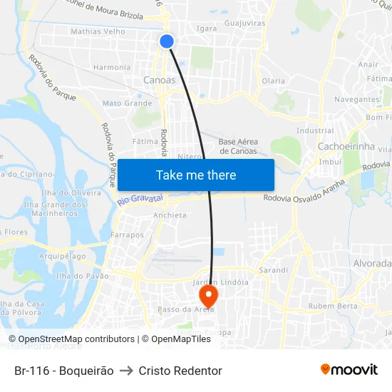 Br-116 - Boqueirão to Cristo Redentor map