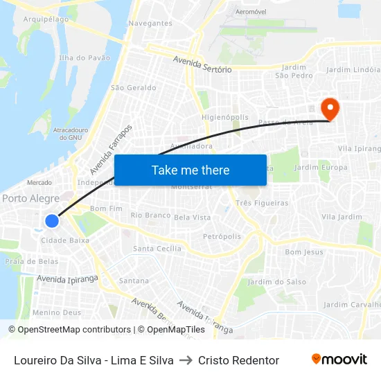 Loureiro Da Silva - Lima E Silva to Cristo Redentor map