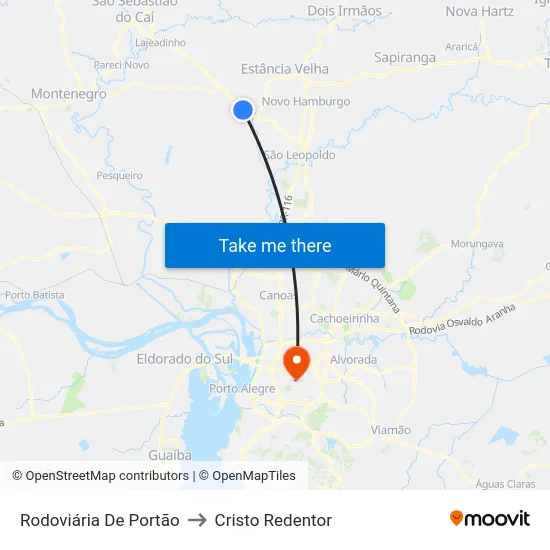 Rodoviária De Portão to Cristo Redentor map