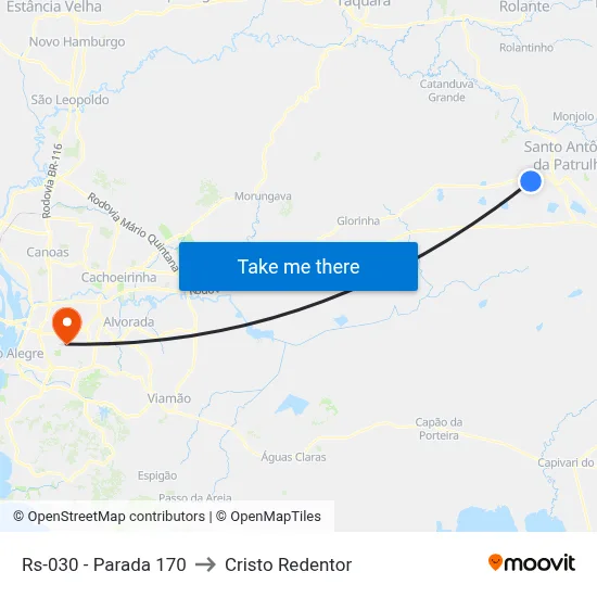 Rs-030 - Parada 170 to Cristo Redentor map