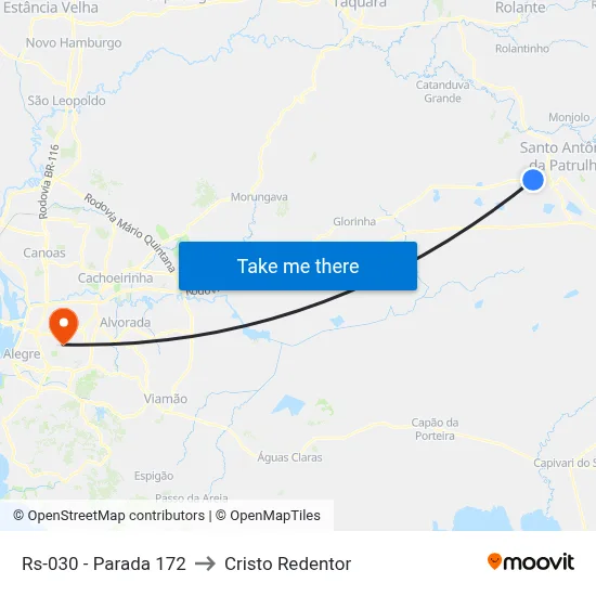 Rs-030 - Parada 172 to Cristo Redentor map