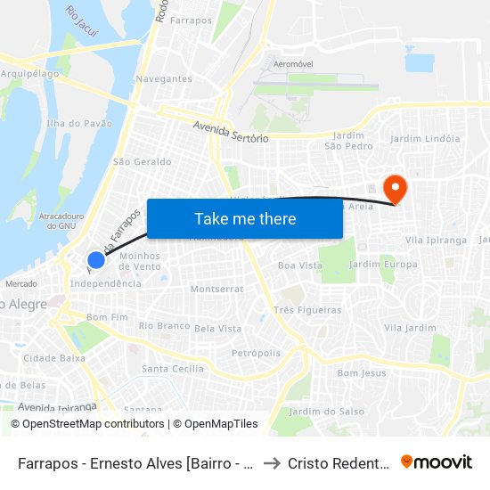 Farrapos - Ernesto Alves [Bairro - B] to Cristo Redentor map