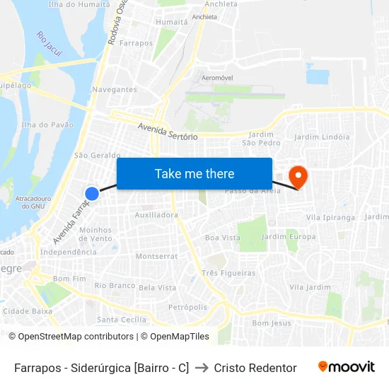 Farrapos - Siderúrgica [Bairro - C] to Cristo Redentor map