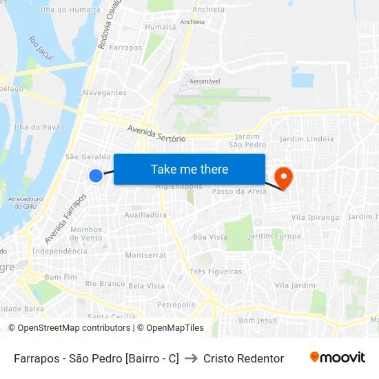 Farrapos - São Pedro [Bairro - C] to Cristo Redentor map