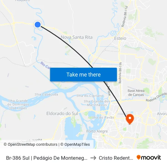 Br-386 Sul | Pedágio De Montenegro to Cristo Redentor map