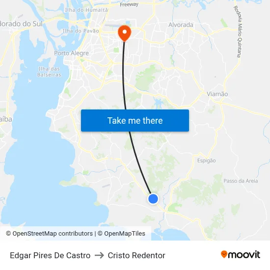 Edgar Pires De Castro to Cristo Redentor map