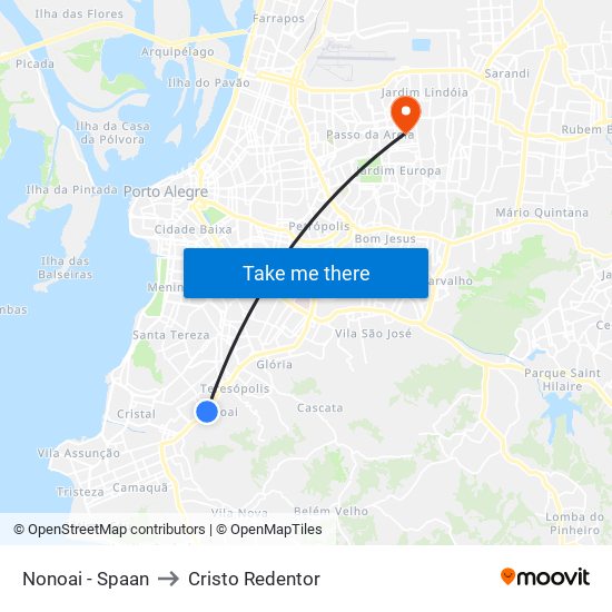 Nonoai - Spaan to Cristo Redentor map