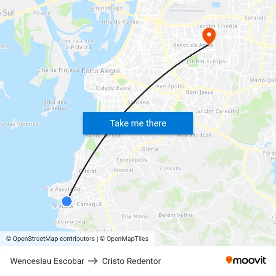 Wenceslau Escobar to Cristo Redentor map