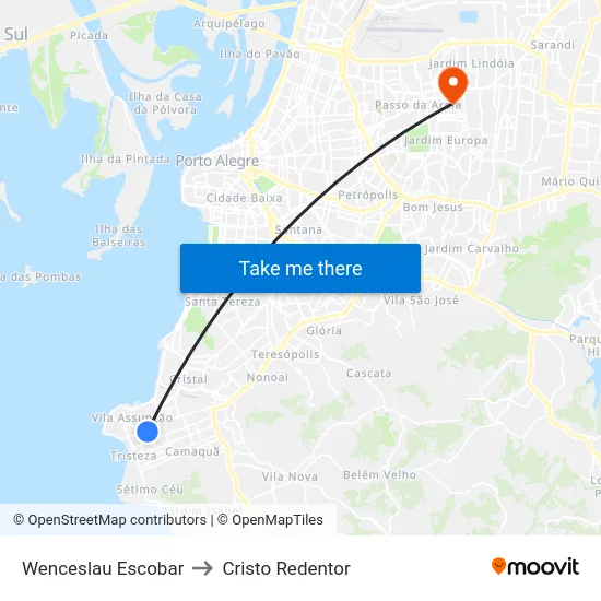 Wenceslau Escobar to Cristo Redentor map