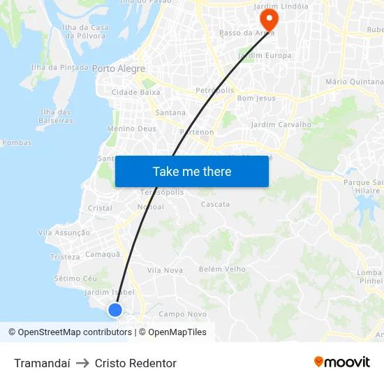 Tramandaí to Cristo Redentor map