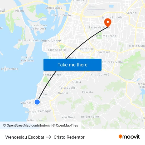 Wenceslau Escobar to Cristo Redentor map