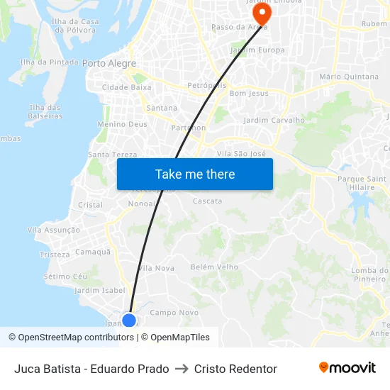 Juca Batista - Eduardo Prado to Cristo Redentor map