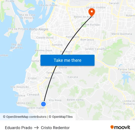 Eduardo Prado to Cristo Redentor map