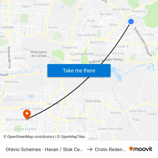 Otávio Schemes - Havan / Stok Center to Cristo Redentor map
