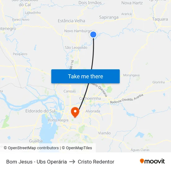 Bom Jesus - Ubs Operária to Cristo Redentor map