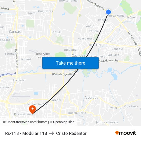 Rs-118 - Modular 118 to Cristo Redentor map