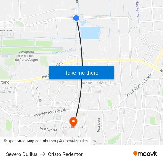 Severo Dullius to Cristo Redentor map